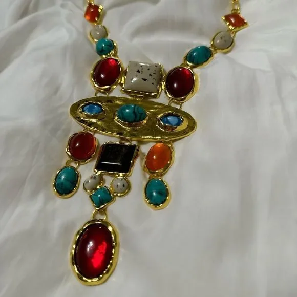 Boho stone drop necklace M596 - Picture 4 of 5